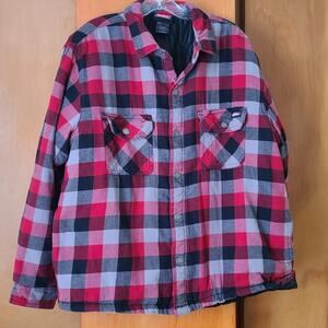 Mens Dickies Insulated Flannel Snap Down Jacket XL Gorpcore Red Black And Gray